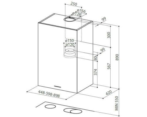 Купить  Вытяжка без купола Faber Cubia Plus EV8 X A45 335.0502.080 в интернет-магазине Мега-кухня 1