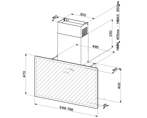 Купить  Наклонная вытяжка Faber V-AIR FLAT KL A80 330.0615.684 в интернет-магазине Мега-кухня 2