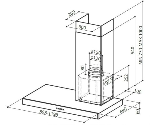 Купить  Вытяжка без купола Faber STILO SRM DX/SP A90 правая, 325.0518.928 в интернет-магазине Мега-кухня 1