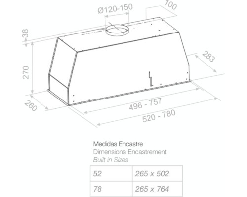 Купить  Встраиваемая вытяжка Pando NEO/78 INOX V. 830 SEC в интернет-магазине Мега-кухня 1