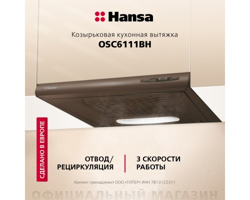Купить  Козырьковая вытяжка Hansa OSC6111BH в интернет-магазине Мега-кухня 3