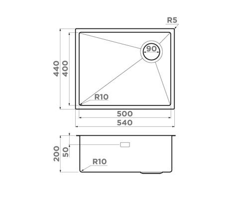 Купить  Мойка Omoikiri Taki 54-U/IF Side SF-IN в интернет-магазине Мега-кухня 3