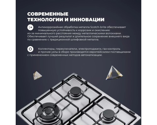 Купить  Газовая варочная панель DeLonghi DFI 46 ASDV RUS в интернет-магазине Мега-кухня 10