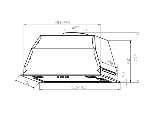 Купить  Встраиваемая кухонная вытяжка LEX GS BLOC P 600 Inox в интернет-магазине Мега-кухня 13