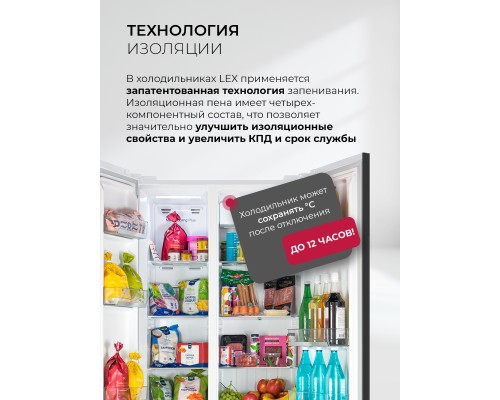 Купить  Холодильник двухкамерный отдельностоящий с инвертором LEX LSB530WGID в интернет-магазине Мега-кухня 8