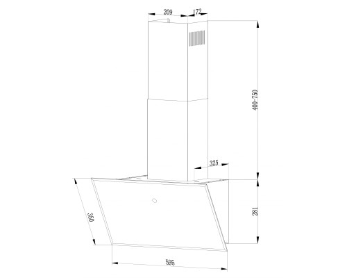 Купить  Наклонная кухонная вытяжка LEX Touch Eco 600 Black в интернет-магазине Мега-кухня 4