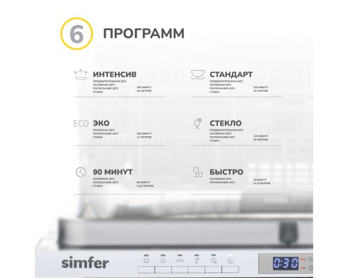 Купить  Встраиваемая посудомоечная машина Simfer DGB6601 в интернет-магазине Мега-кухня 4