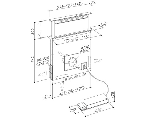 Купить Вытяжка Downdraft Sirius S-DD2 L EM TC 120 в интернет-магазине Мега-кухня 1 Купить Вытяжка Downdraft Sirius S-DD2 L EM TC 120 в интернет-магазине Мега-кухня 1
