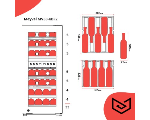 Купить  Винный шкаф Meyvel MV33-KBF2 в интернет-магазине Мега-кухня 12