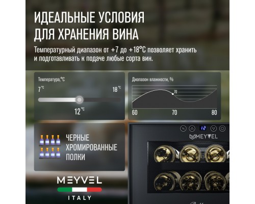 Купить  Винный шкаф Meyvel MV08-BF1 (easy) в интернет-магазине Мега-кухня 8