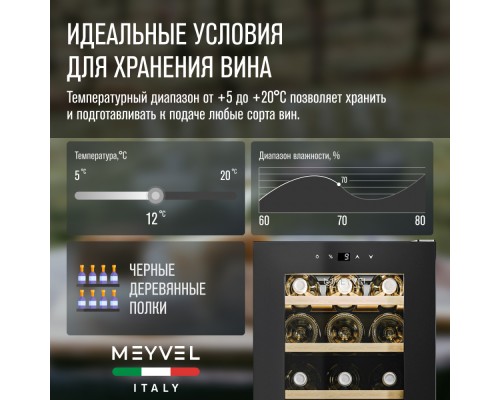 Купить Винный шкаф Meyvel MV15-KBF1 в интернет-магазине Мега-кухня 10 Купить Винный шкаф Meyvel MV15-KBF1 в интернет-магазине Мега-кухня 10