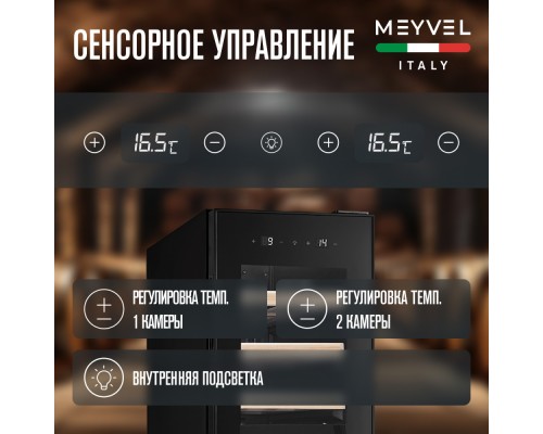 Купить Винный шкаф Meyvel MV19-KBF2 в интернет-магазине Мега-кухня 6 Купить Винный шкаф Meyvel MV19-KBF2 в интернет-магазине Мега-кухня 6