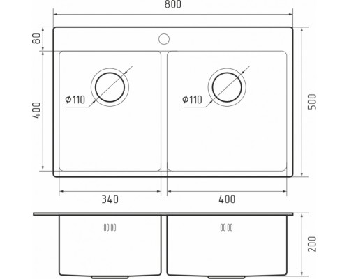 Купить Мойка Rivelato 8050 B2 PVD black в интернет-магазине Мега-кухня 2 Купить Мойка Rivelato 8050 B2 PVD black в интернет-магазине Мега-кухня 2