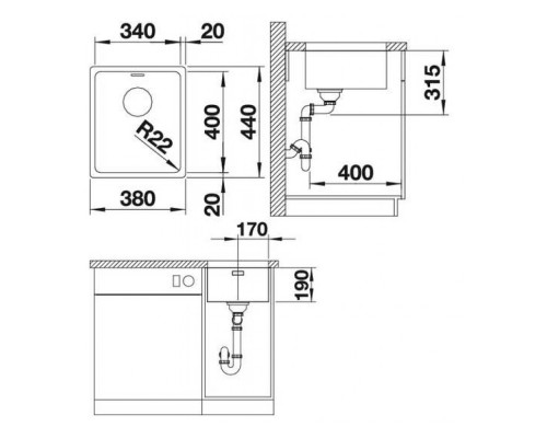 Купить  Кухонная мойка Blanco Andano 340-U  в интернет-магазине Мега-кухня 3