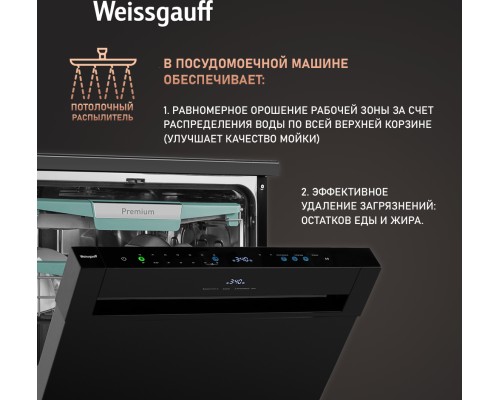 Купить Посудомоечная машина с авто-открыванием и инвертором Weissgauff DW 6114 Inverter Touch AutoOpen Black в интернет-магазине Мега-кухня 8 Купить Посудомоечная машина с авто-открыванием и инвертором Weissgauff DW 6114 Inverter Touch AutoOpen Black в интернет-магазине Мега-кухня 8