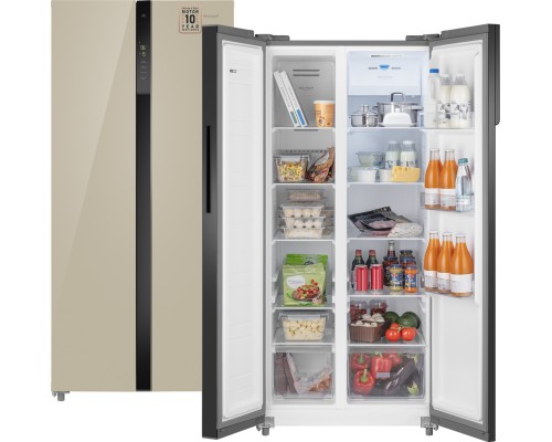 Купить Отдельностоящий холодильник с инвертором Weissgauff WSBS 500 Inverter NoFrost Beige Glass в интернет-магазине Мега-кухня 1 Купить Отдельностоящий холодильник с инвертором Weissgauff WSBS 500 Inverter NoFrost Beige Glass в интернет-магазине Мега-кухня 1