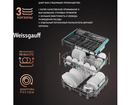 Купить  Посудомоечная машина с авто-открыванием Weissgauff BDW 4533 D Wi-Fi в интернет-магазине Мега-кухня 15