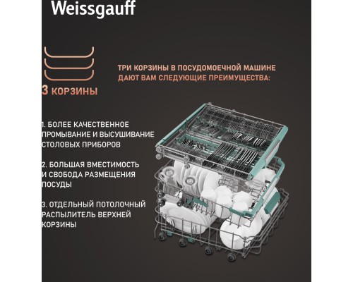 Купить Встраиваемая посудомоечная машина Weissgauff BDW 6151 Inverter Touch AutoOpen Timer Floor в интернет-магазине Мега-кухня 17 Купить Встраиваемая посудомоечная машина Weissgauff BDW 6151 Inverter Touch AutoOpen Timer Floor в интернет-магазине Мега-кухня 17