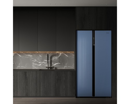 Купить Отдельностоящий холодильник с инвертором Weissgauff WSBS 600 NoFrost Inverter Blue Glass в интернет-магазине Мега-кухня 21 Купить Отдельностоящий холодильник с инвертором Weissgauff WSBS 600 NoFrost Inverter Blue Glass в интернет-магазине Мега-кухня 21