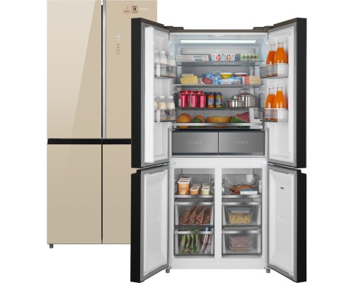 Купить  Отдельностоящий холодильник с инвертором Weissgauff WCD 590 Nofrost Inverter Premium EcoFresh Gold Glass в интернет-магазине Мега-кухня 1