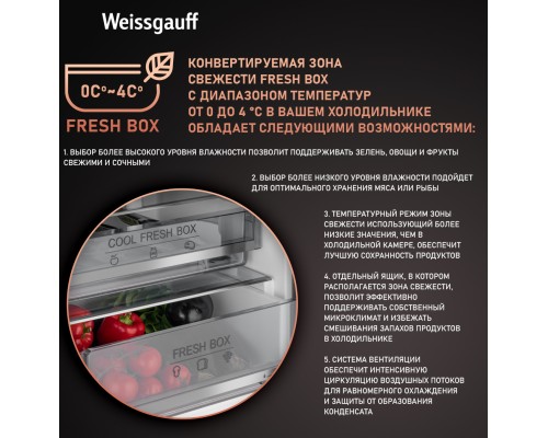 Купить Отдельностоящий холодильник Weissgauff WRK 195 D Full NoFrost Rock Glass в интернет-магазине Мега-кухня 20 Купить Отдельностоящий холодильник Weissgauff WRK 195 D Full NoFrost Rock Glass в интернет-магазине Мега-кухня 20