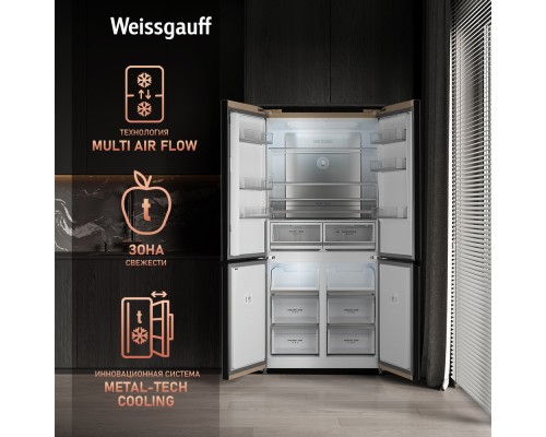 Купить Отдельностоящий холодильник с инвертором Weissgauff WCD 510 Built-in Inverter NoFrost Сhampagne Glass в интернет-магазине Мега-кухня 21 Купить Отдельностоящий холодильник с инвертором Weissgauff WCD 510 Built-in Inverter NoFrost Сhampagne Glass в интернет-магазине Мега-кухня 21