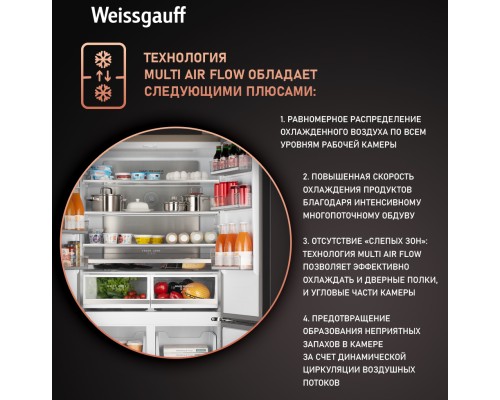 Купить Отдельностоящий холодильник с инвертором Weissgauff WCD 510 Built-in Inverter NoFrost Сhampagne Glass в интернет-магазине Мега-кухня 23 Купить Отдельностоящий холодильник с инвертором Weissgauff WCD 510 Built-in Inverter NoFrost Сhampagne Glass в интернет-магазине Мега-кухня 23