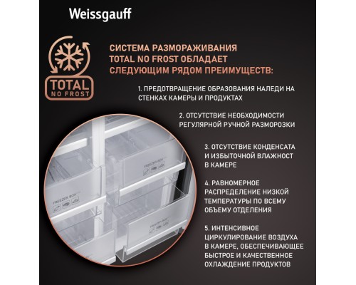 Купить  Отдельностоящий холодильник с инвертором Weissgauff WCD 450 XB NoFrost Inverter в интернет-магазине Мега-кухня 17