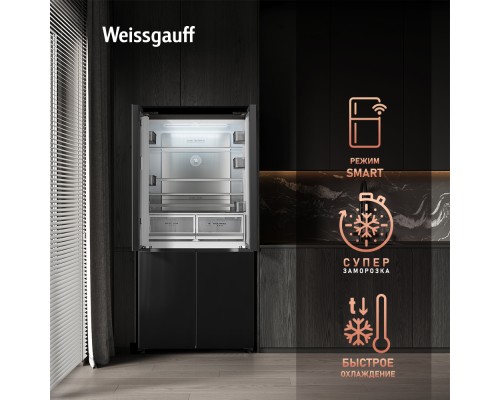 Купить Отдельностоящий холодильник с инвертором Weissgauff WCD 510 Built-in Inverter NoFrost Black Glass в интернет-магазине Мега-кухня 24 Купить Отдельностоящий холодильник с инвертором Weissgauff WCD 510 Built-in Inverter NoFrost Black Glass в интернет-магазине Мега-кухня 24