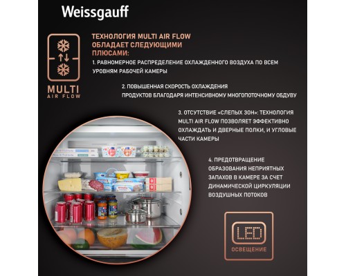Купить Отдельностоящий холодильник с инвертором Weissgauff WCD 590 NoFrost Inverter Premium EcoFresh Inox Glass в интернет-магазине Мега-кухня 14 Купить Отдельностоящий холодильник с инвертором Weissgauff WCD 590 NoFrost Inverter Premium EcoFresh Inox Glass в интернет-магазине Мега-кухня 14