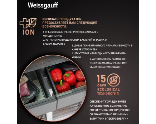 Купить Отдельностоящий холодильник с инвертором Weissgauff WCD 590 NoFrost Inverter Premium EcoFresh Inox Glass в интернет-магазине Мега-кухня 15 Купить Отдельностоящий холодильник с инвертором Weissgauff WCD 590 NoFrost Inverter Premium EcoFresh Inox Glass в интернет-магазине Мега-кухня 15