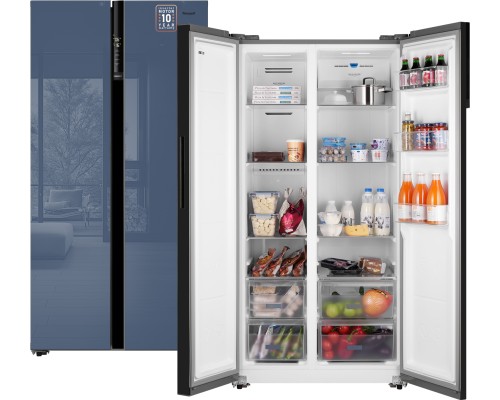Купить Отдельностоящий холодильник с инвертором Weissgauff WSBS 600 NoFrost Inverter Blue Glass в интернет-магазине Мега-кухня 1 Купить Отдельностоящий холодильник с инвертором Weissgauff WSBS 600 NoFrost Inverter Blue Glass в интернет-магазине Мега-кухня 1