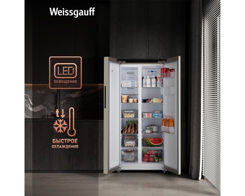 Купить Отдельностоящий холодильник с инвертором и подачей воды Weissgauff WSBS 600 Be NoFrost Inverter Water Dispenser в интернет-магазине Мега-кухня 12 Купить Отдельностоящий холодильник с инвертором и подачей воды Weissgauff WSBS 600 Be NoFrost Inverter Water Dispenser в интернет-магазине Мега-кухня 12