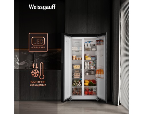 Купить Отдельностоящий холодильник с инвертором и подачей воды Weissgauff WSBS 600 XB NoFrost Inverter Water Dispenser в интернет-магазине Мега-кухня 12 Купить Отдельностоящий холодильник с инвертором и подачей воды Weissgauff WSBS 600 XB NoFrost Inverter Water Dispenser в интернет-магазине Мега-кухня 12