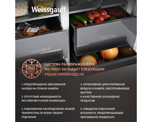 Купить Отдельностоящий холодильник с инвертором Weissgauff WSBS 590 NoFrost Inverter Premium Rock Glass в интернет-магазине Мега-кухня 14 Купить Отдельностоящий холодильник с инвертором Weissgauff WSBS 590 NoFrost Inverter Premium Rock Glass в интернет-магазине Мега-кухня 14