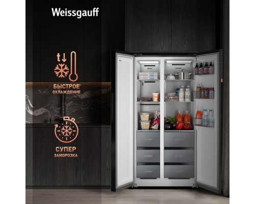 Купить Отдельностоящий холодильник с инвертором Weissgauff WSBS 590 NoFrost Inverter Premium Rock Glass в интернет-магазине Мега-кухня 17 Купить Отдельностоящий холодильник с инвертором Weissgauff WSBS 590 NoFrost Inverter Premium Rock Glass в интернет-магазине Мега-кухня 17