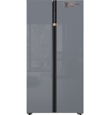 Отдельностоящий холодильник с инвертором Weissgauff WSBS 590 NoFrost Inverter Premium Dark Grey Glass