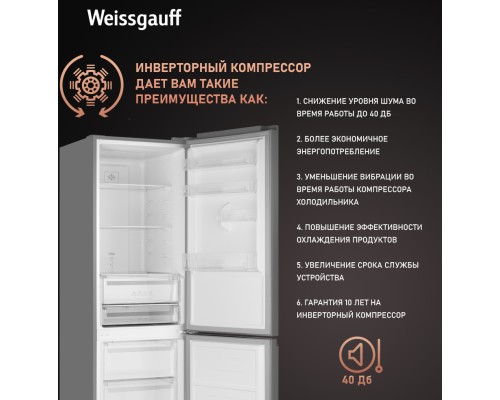 Купить  Отдельностоящий холодильник с инвертором Weissgauff WRK 2000 Total NoFrost Inverter White Glass в интернет-магазине Мега-кухня 22