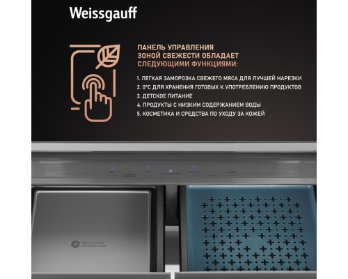 Купить Отдельностоящий холодильник с инвертором Weissgauff WCD 590 NoFrost Inverter Premium Ecofresh Bru Steel Glass в интернет-магазине Мега-кухня 19 Купить Отдельностоящий холодильник с инвертором Weissgauff WCD 590 NoFrost Inverter Premium Ecofresh Bru Steel Glass в интернет-магазине Мега-кухня 19
