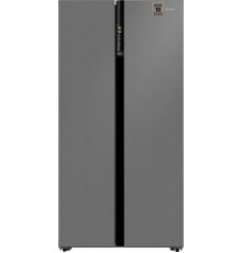 Отдельностоящий холодильник с инвертором Weissgauff WSBS 600 NoFrost Inverter Bru Steel Glass