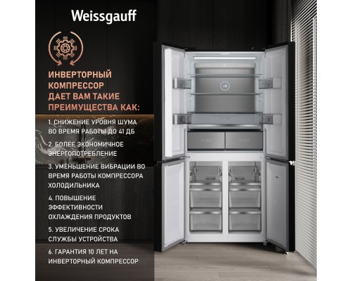 Купить Отдельностоящий холодильник с инвертором Weissgauff WCD 590 Nofrost Inverter Premium EcoFresh Black Glass в интернет-магазине Мега-кухня 10 Купить Отдельностоящий холодильник с инвертором Weissgauff WCD 590 Nofrost Inverter Premium EcoFresh Black Glass в интернет-магазине Мега-кухня 10