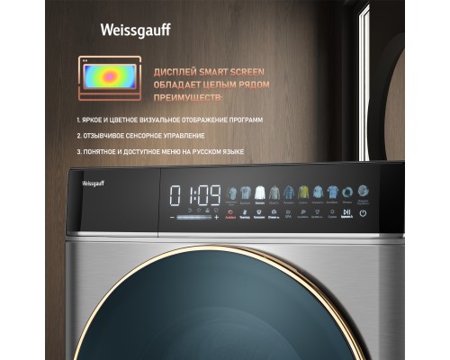 Купить Стиральная машина с сушкой Weissgauff WMD 58411 Direct Drive Inverter Premium Steam Steel в интернет-магазине Мега-кухня 18 Купить Стиральная машина с сушкой Weissgauff WMD 58411 Direct Drive Inverter Premium Steam Steel в интернет-магазине Мега-кухня 18