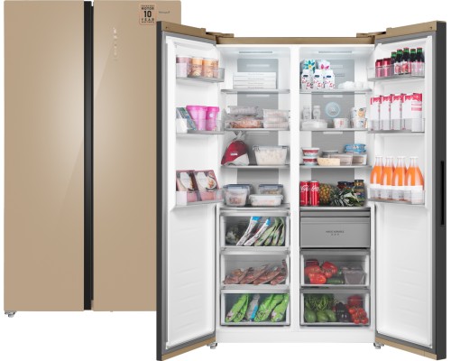 Купить Отдельностоящий холодильник с инвертором Weissgauff WSBS 1036 Inverter NoFrost Premium Сhampagne Glass в интернет-магазине Мега-кухня 1 Купить Отдельностоящий холодильник с инвертором Weissgauff WSBS 1036 Inverter NoFrost Premium Сhampagne Glass в интернет-магазине Мега-кухня 1