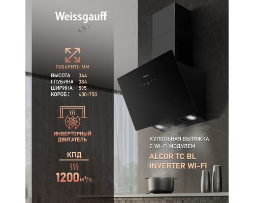 Купить  Купольная вытяжка Weissgauff Alcor TC BL Inverter Wi-Fi в интернет-магазине Мега-кухня 6