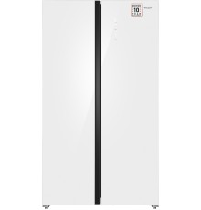 Отдельностоящий холодильник с инвертором Weissgauff WSBS 1036 Inverter NoFrost Premium White Glass