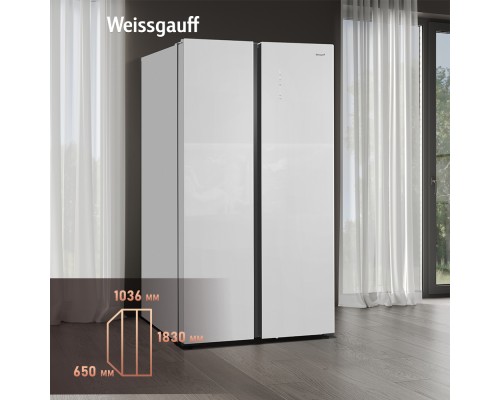 Купить Отдельностоящий холодильник с инвертором Weissgauff WSBS 1036 Inverter NoFrost Premium White Glass в интернет-магазине Мега-кухня 27 Купить Отдельностоящий холодильник с инвертором Weissgauff WSBS 1036 Inverter NoFrost Premium White Glass в интернет-магазине Мега-кухня 27