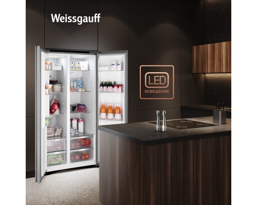 Купить Отдельностоящий холодильник с инвертором Weissgauff WSBS 550 GRG Inverter NoFrost в интернет-магазине Мега-кухня 18 Купить Отдельностоящий холодильник с инвертором Weissgauff WSBS 550 GRG Inverter NoFrost в интернет-магазине Мега-кухня 18