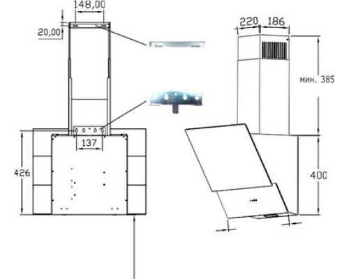 Купить  Вытяжка Kanzler D 536 W в интернет-магазине Мега-кухня 2